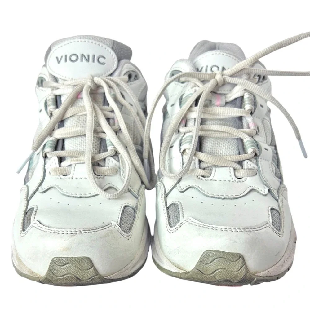 Vionic Walker Sneakers Women 11‎ White Leather Orthotic Arch Support Shoes